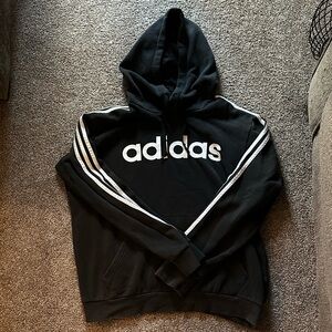 Adidas Men's Black Hoodie with White Logo